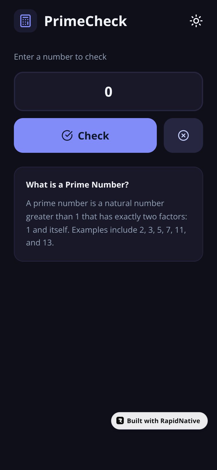 PrimeCheck screen 1