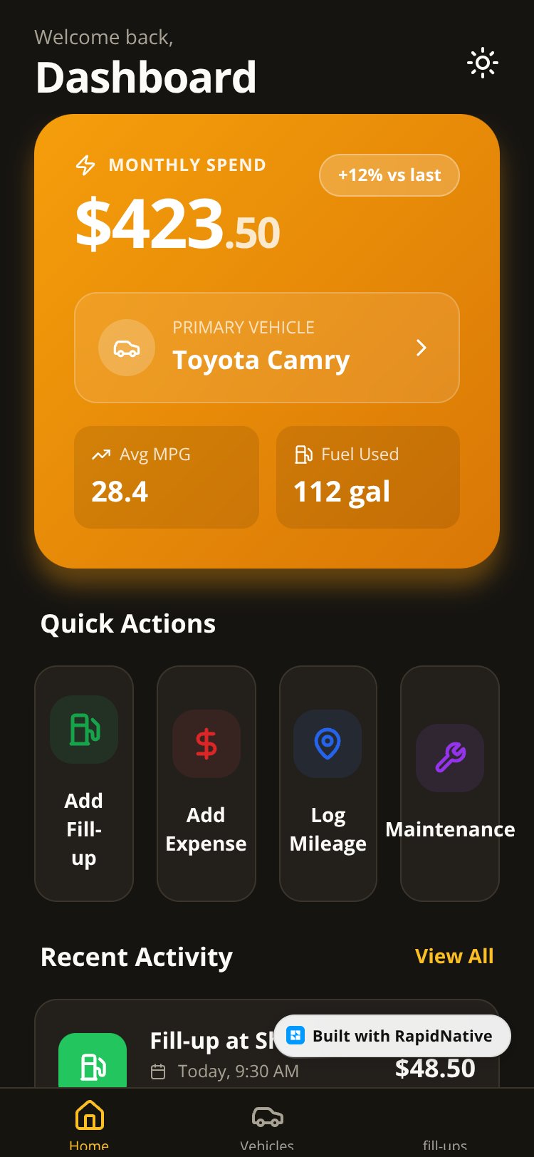 FuelTrack screen 2