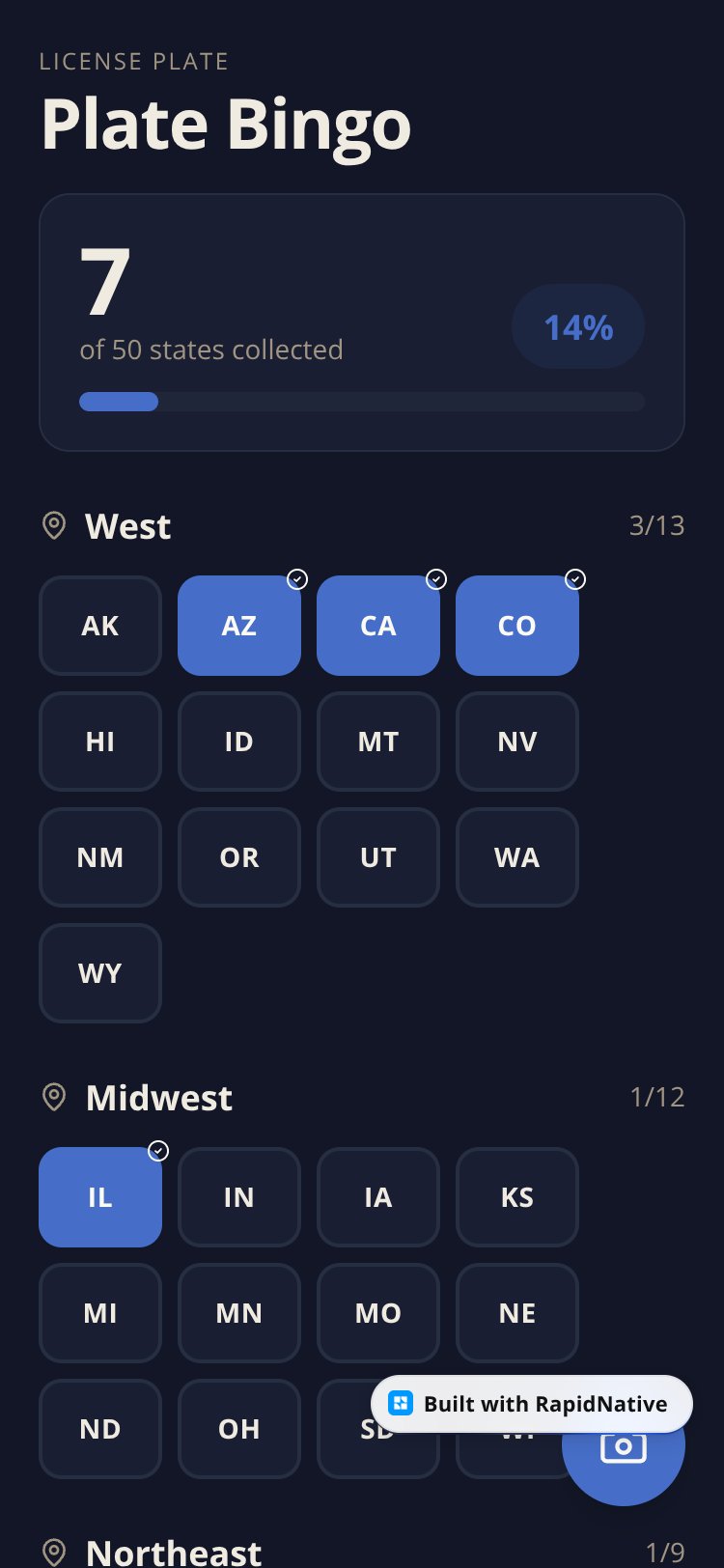 Plate Bingo screen 1