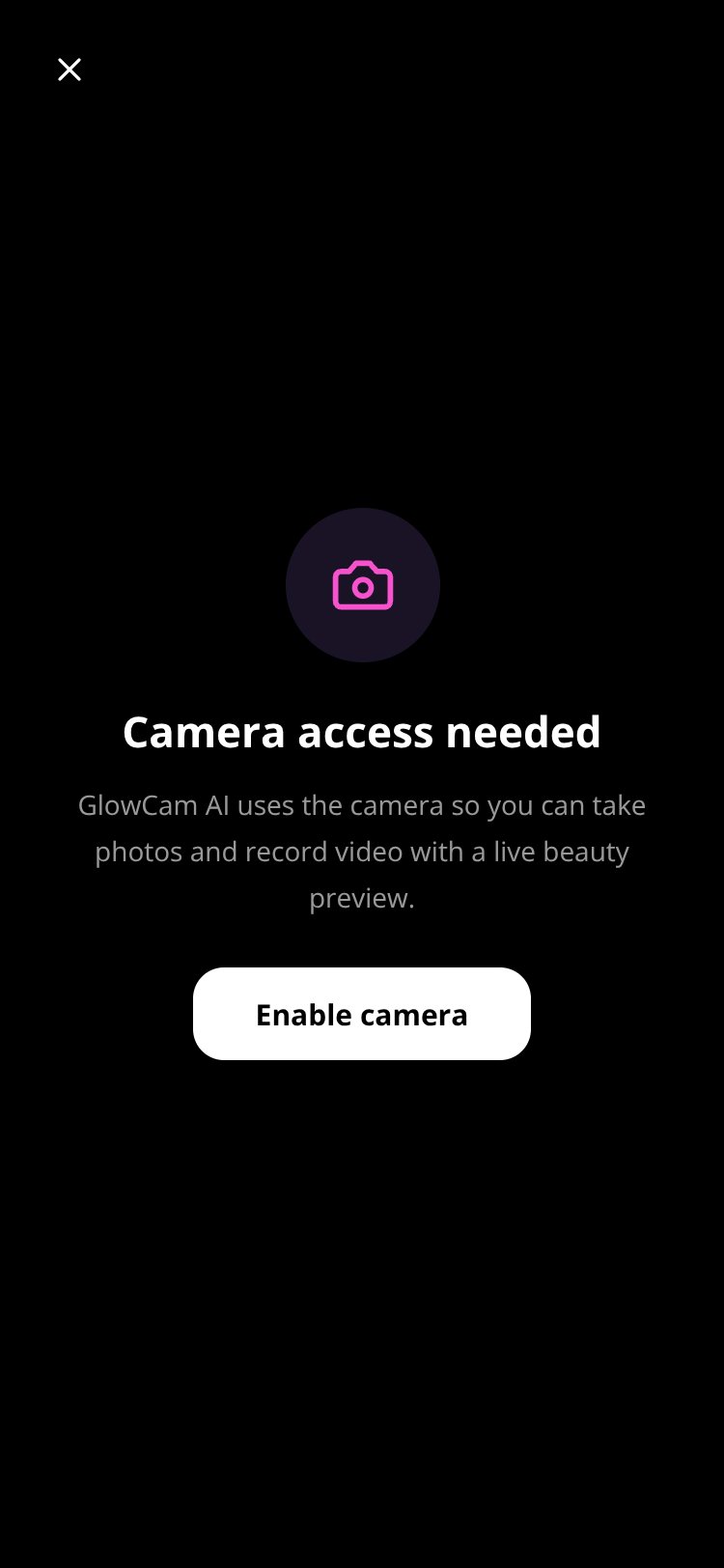 GlowCam AI screen 1