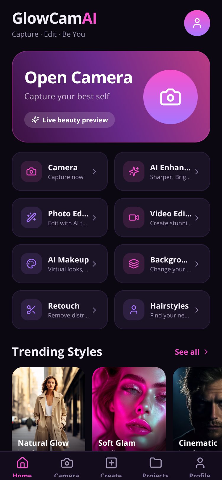 GlowCam AI screen 3