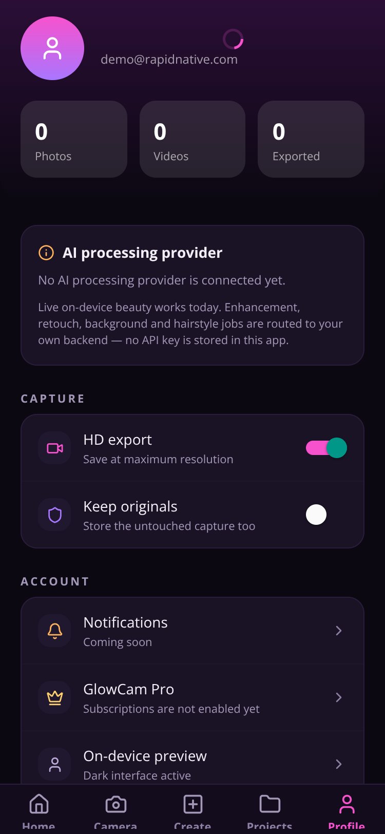 GlowCam AI screen 4