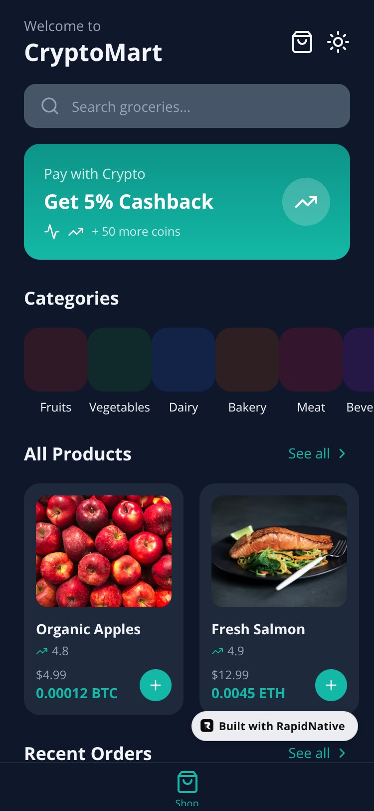 CryptoGrocer screen 1
