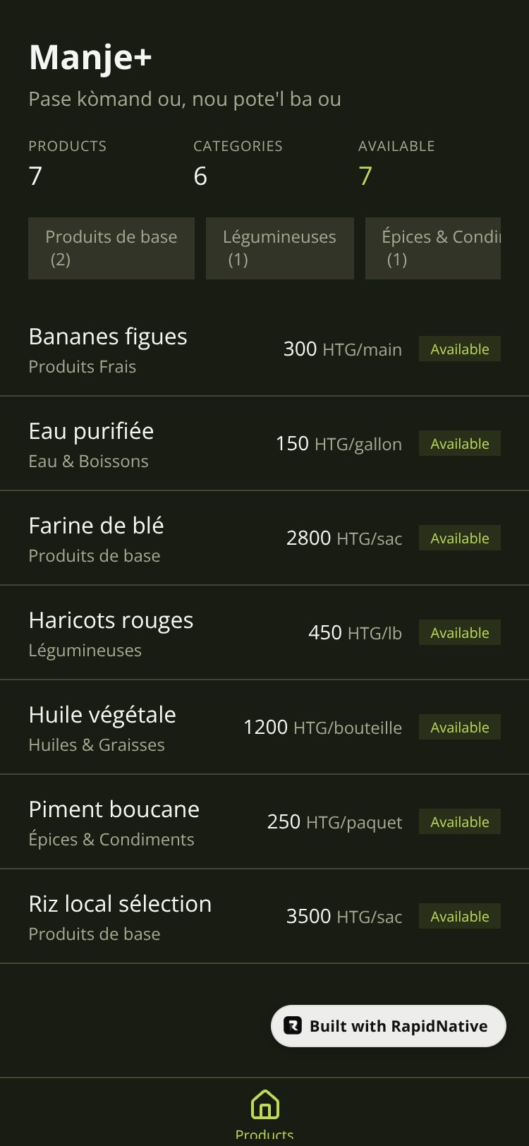Manje+ screen 2