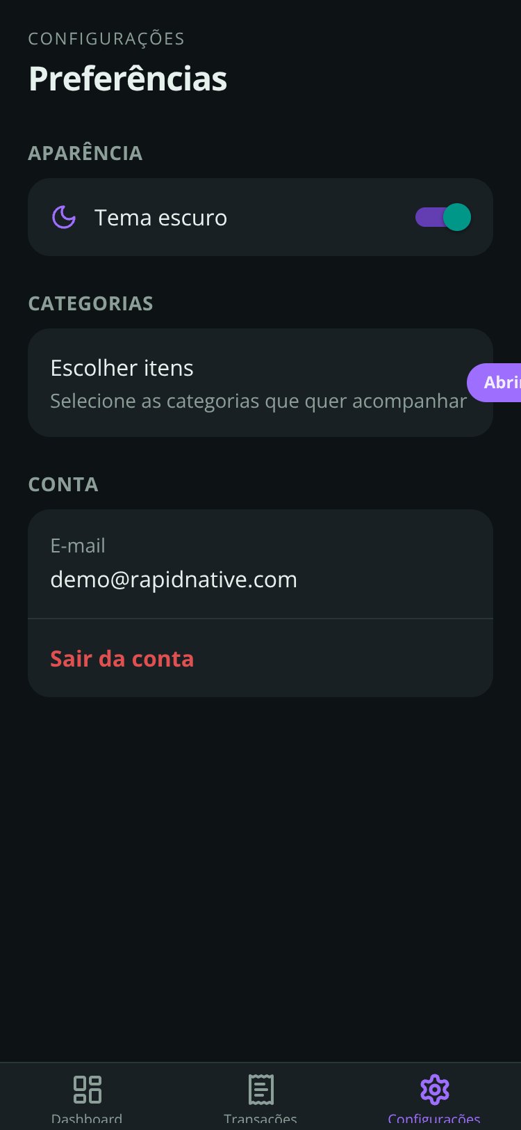Finança screen 3