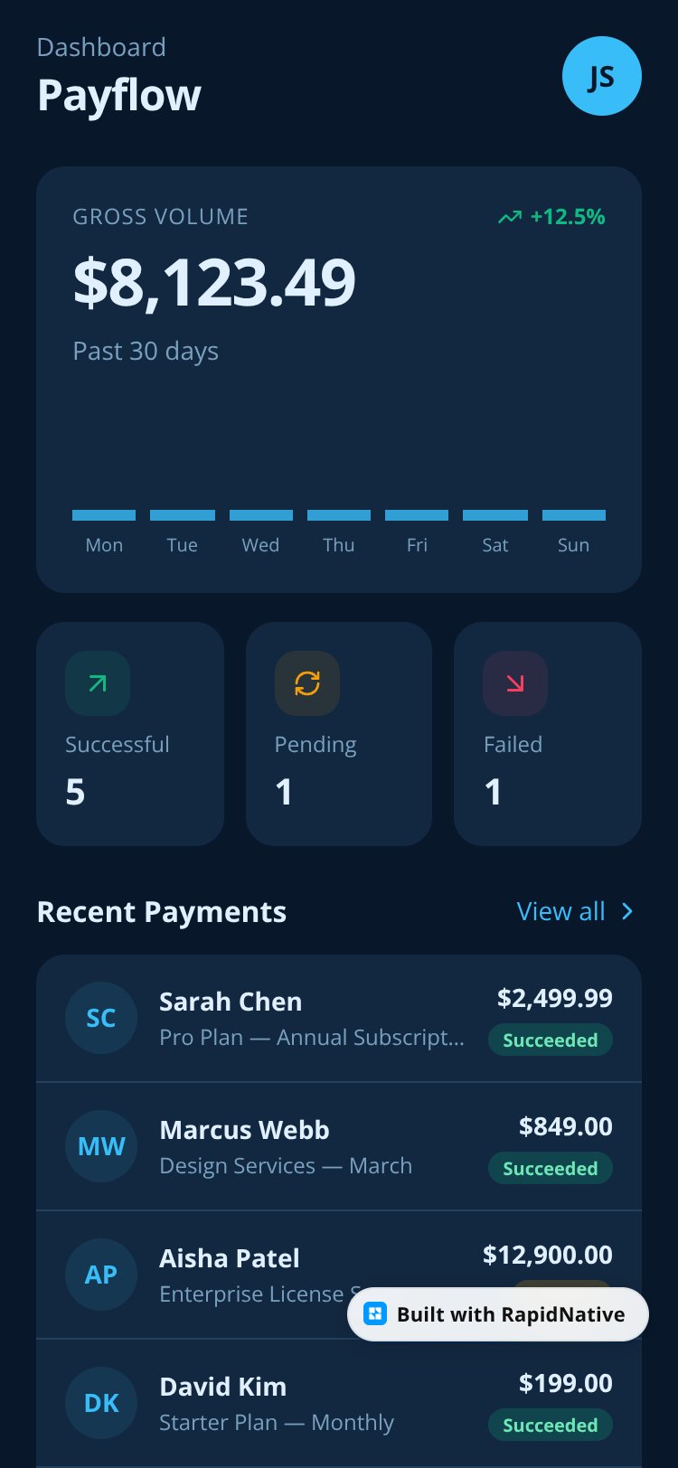 Payflow screen 2