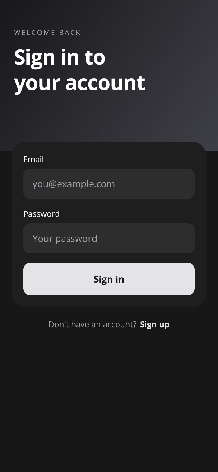 RapidNative App screen 1