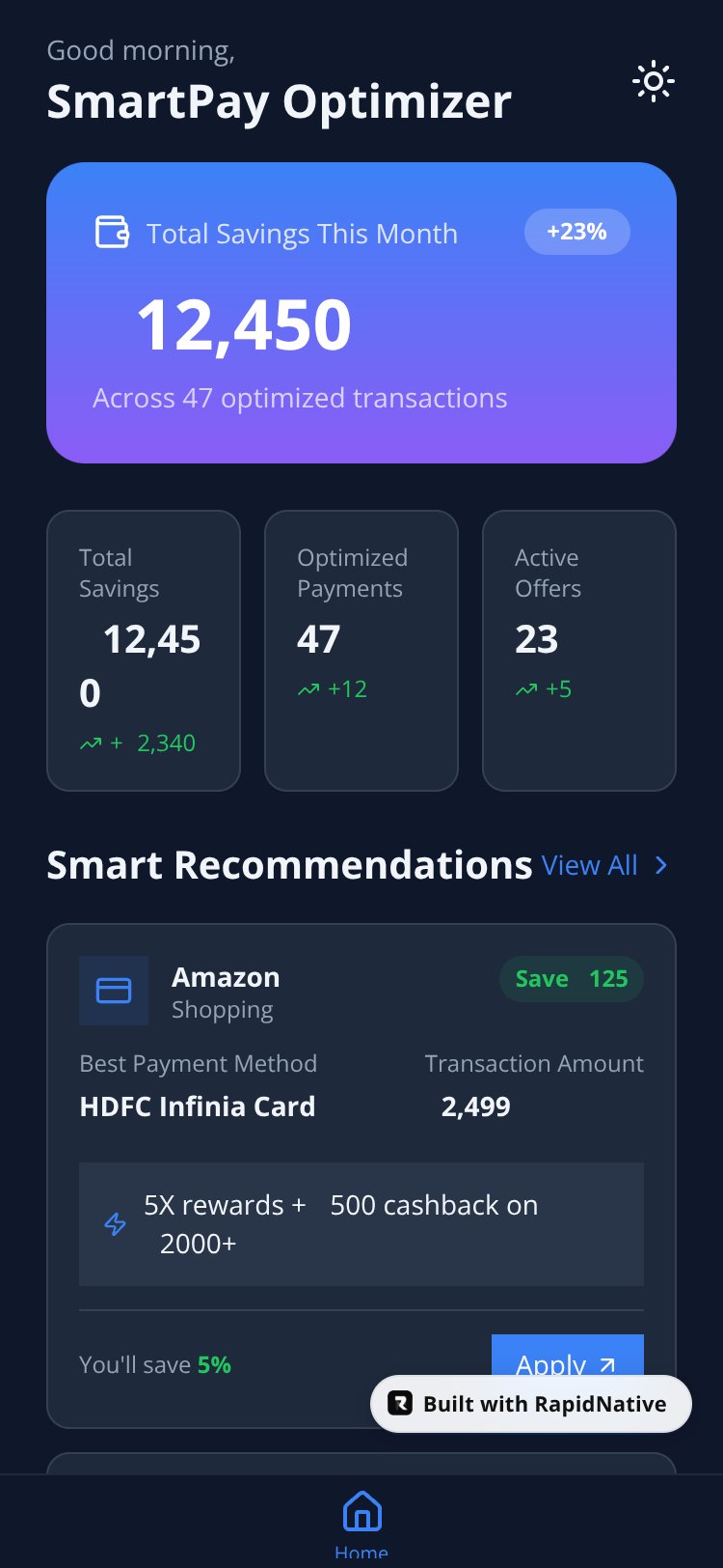 SmartPay Optimizer screen 1