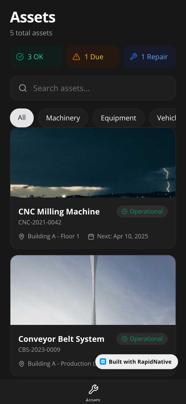 RapidNative App screen 1