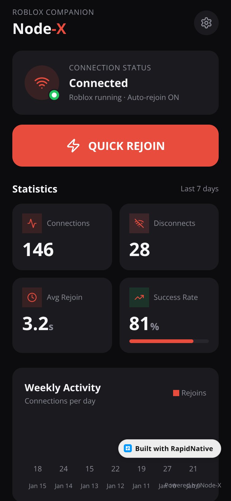 Roblox Auto Rejoin - Node-X screen 1
