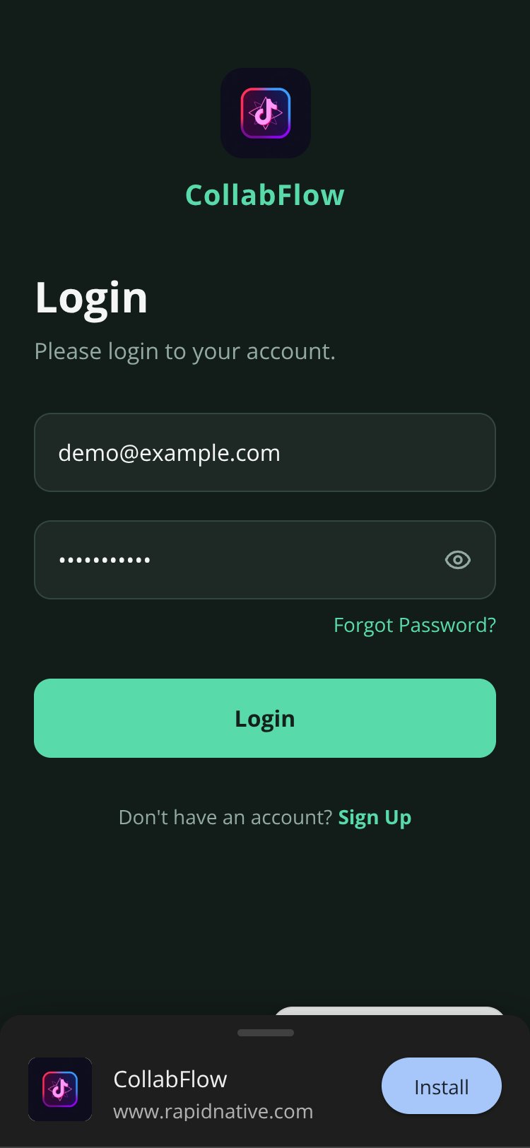 CollabFlow screen 1