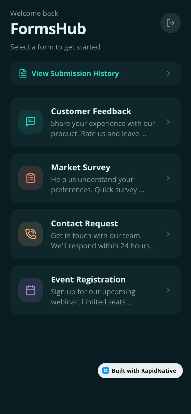 FormsHub screen 1