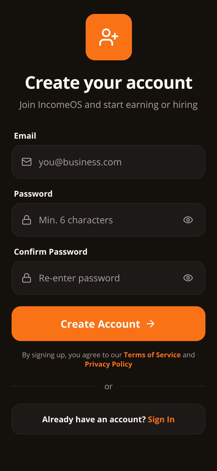 IncomeOS screen 2